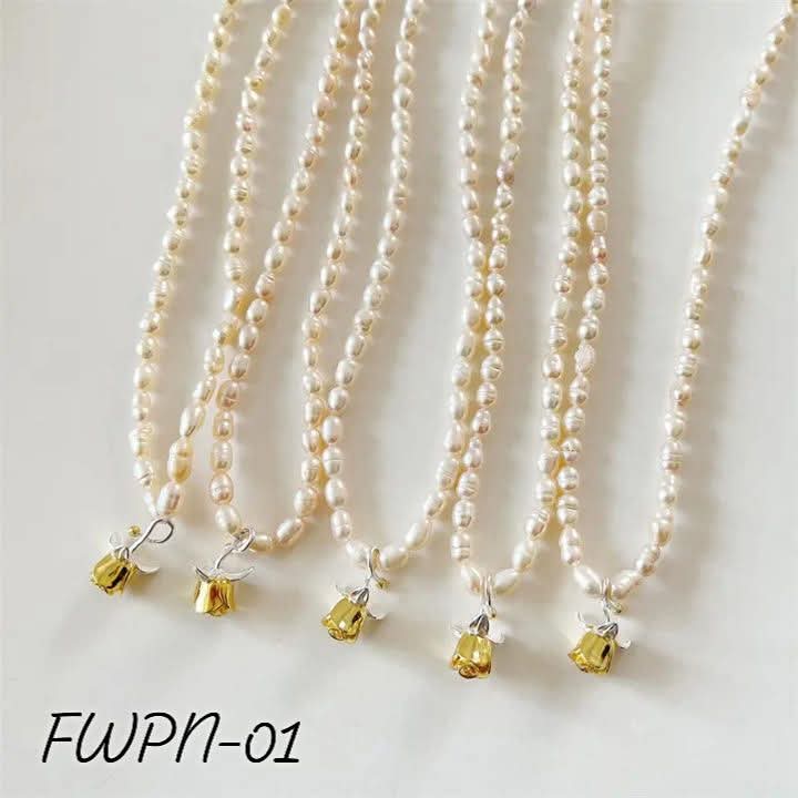 Natural fresh pearl & 925silver necklace