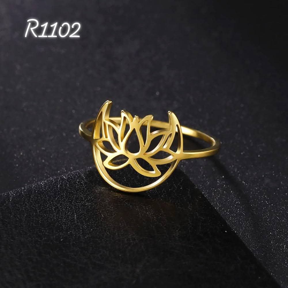 R1102-adjustable lotus ring