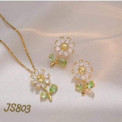 JS803 Totanium steel chain locket & earring set-slide to see more_img_0