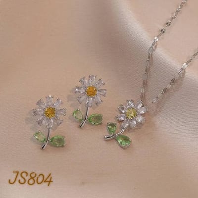 JS803 Totanium steel chain locket & earring set-slide to see more_img_1